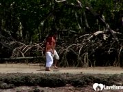 Redhead chick sucking cock and riding on beach 1/16