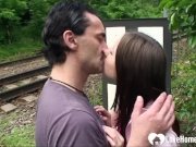 Brunette teen is happy with two hard cocks 1/16