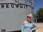 Teen Layla Love shows off her pussy on a hike and then fucks 1/16