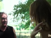 Sexy young redhead seducing grandpa and has incredible sex with him 5/16