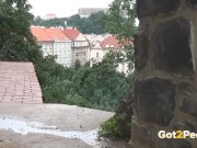 Blonde nearly gets caught wetting her panties in public 14/16