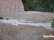 Blonde nearly gets caught wetting her panties in public 16/16