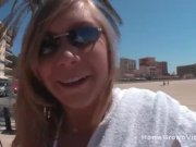 Amateur blonde masturbates then fucked outside by a big cock 2/16