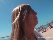 Amateur blonde masturbates then fucked outside by a big cock 3/16