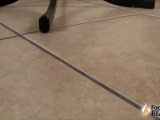 Barefoot teen in purple sandals 1/16