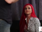 CFNM redhead instructs flatmate top wank 6/16