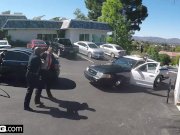 Caught on CCTV! Wife sucks off cop to get her husband off 3/16