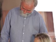 OLD4K. Chick celebrates passing exams by having sex with old dad 1/16