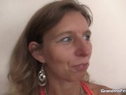 Slim old woman swallows two cocks at once 2/16