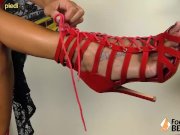 Stunning barefoot brunette spreading her toes 3/16