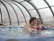 OLD4K. Sex of brunette and old dad finishes with facial cumshot 3/16