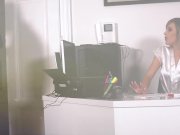 Teenage massage therapist Ria Sunn can’t wait to  ride client’s cock 2/16