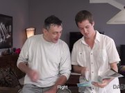 DADDY4K. Skillful dad shares sexual experience with son's slutty GF 1/16