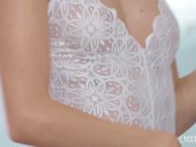 Petite Blonde Strips & Exposes Her Perfectly Shaved Pussy While She Cums 3/16