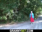 He doggy-fucks old granny right on the road-side 1/16