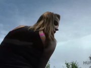 HUNT4K. Guy penetrates sexy girl in his car while cuckold is around 13/16