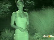 Night vision pissing for tattooed hottie! 3/16