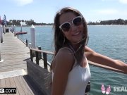 Real Teens - Tiny teen Lily Adams rides a dick outdoors 1/16