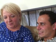 Busty blonde granny pleases an young guy 11/16