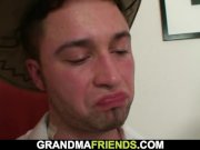 Old mature woman swallows two cocks at once 7/16