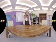 VR Porn - Blonde secretary licks up her piss! 6/16