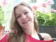 Sexy Matilda Rubbing Shaved Pussy on the Kitchen Table 2/16