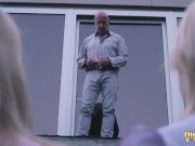 Old and young sex with horny teens fucking a grandpa on his birthday 3/16