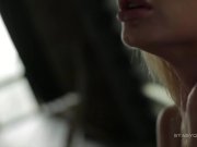 Delicate blonde cutie teasing in sexy black lingerie 16/16