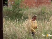 Blonde teen pisses on a building site to relieve pee desperation 2/16