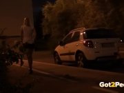 This hottie is nearly CAUGHT pissing in public in the city! 14/16