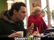 Blonde big boobs old grandma picked up in the cafe 4/16