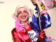 Harely Quinn in pantyhose footjob to her baseball bat 3/16