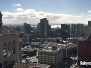 Rahyndee James Brunette Babe Blowjob And Bent Over The Balcony Fucking 1/16