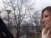 HUNT4K. Man covers redhead's tummy with sperm after sex for money 10/16