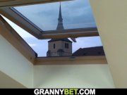 Busty 70 years old blonde grandma pleases young stud 15/16