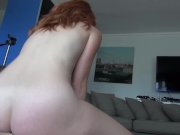 POV Cock Sucking Redhead Takes Facial 11/16