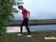 Cute European is WATCHED pissing in public! 13/16