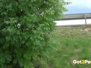 Cute European is WATCHED pissing in public! 2/16