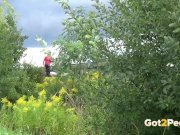 Cute European is WATCHED pissing in public! 4/16