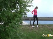 Cute European is WATCHED pissing in public! 7/16