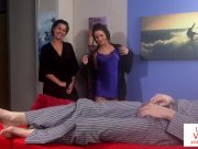 Naughty CFNM flatmates in lingerie for JOI 3/16