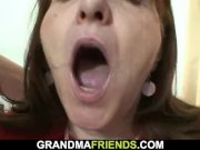 Very old busty granny boss swallows two cocks on work place 11/16