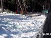 Reckless girls managed to find a sweet spot to piss between parked cars 8/16