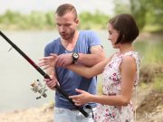 Natural busty Anabelle fucks under the Sun 4/16