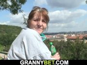 Younger dude helps injured big tits old grandma 2/16