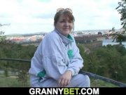 Younger dude helps injured big tits old grandma 3/16