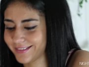 Black haired babe Aysha doesn't let her boyfriend learn 2/16