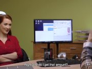 LOAN4K. Loan agent can assist red-haired beauty if she pleases him 8/16