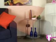 Nurse in stockings gives a foot massage to a barefoot babe 4/16