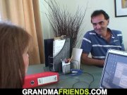 Office mature woman swallows two cocks at once 6/16